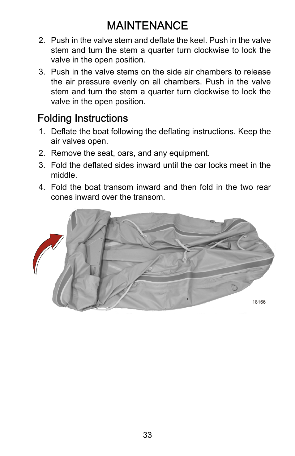 Folding instructions, Maintenance | Mercury Marine Sport 899183001 User Manual | Page 37 / 42