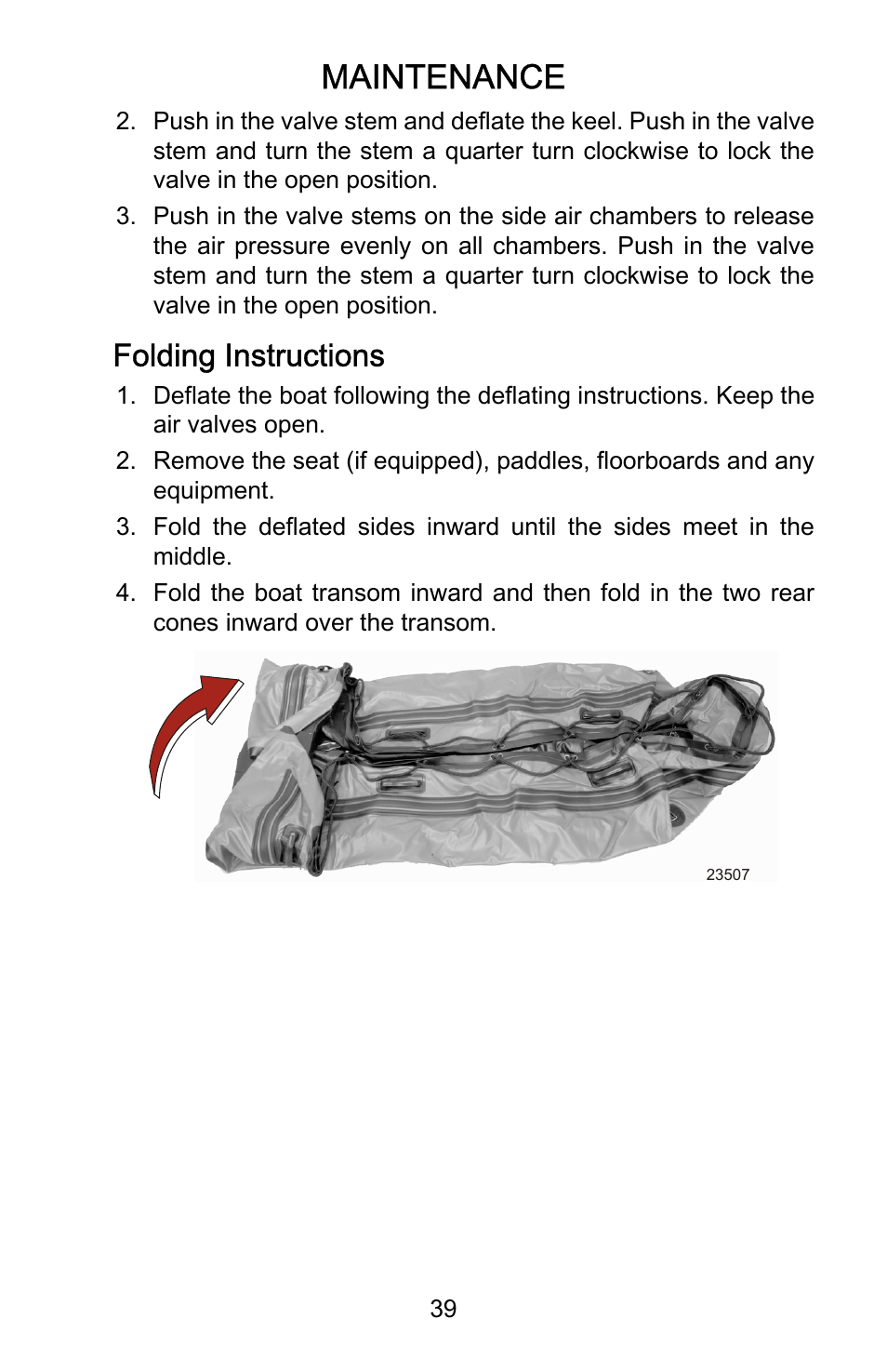 Folding instructions, Maintenance | Mercury Marine Heavy Duty 899846001 User Manual | Page 43 / 50