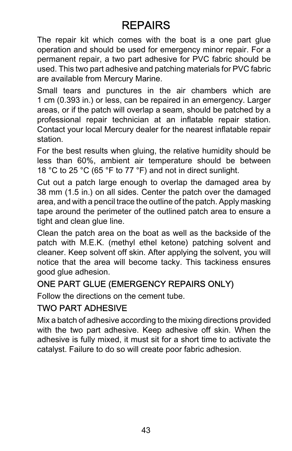 Repairs | Mercury Marine Heavy Duty 899846001 User Manual | Page 47 / 50