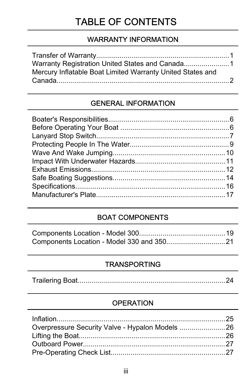 Mercury Marine Ocean Runner 898393001 User Manual | Page 3 / 40
