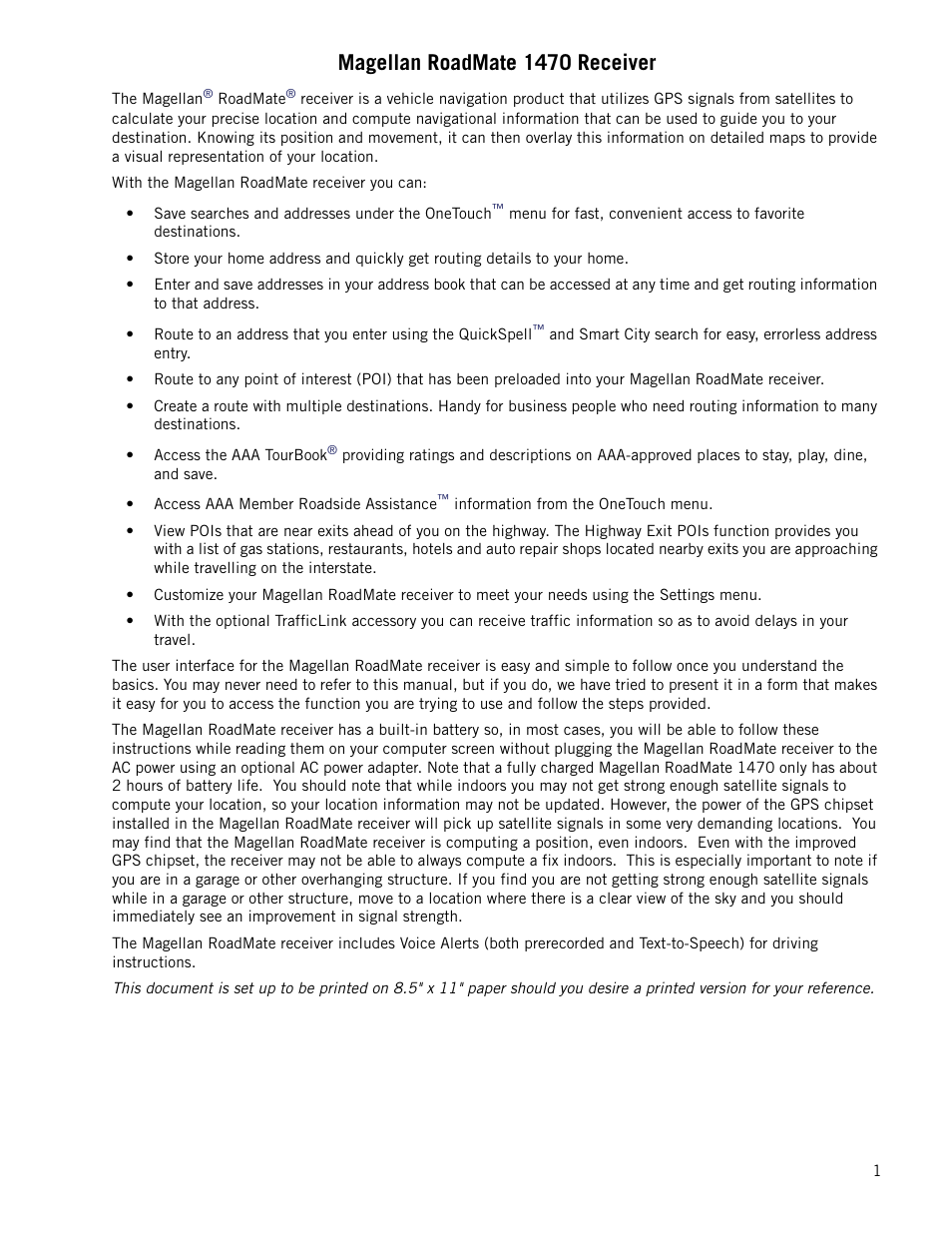 Magellan roadmate 1470 receiver | Magellan RoadMate 1470 User Manual | Page 9 / 44