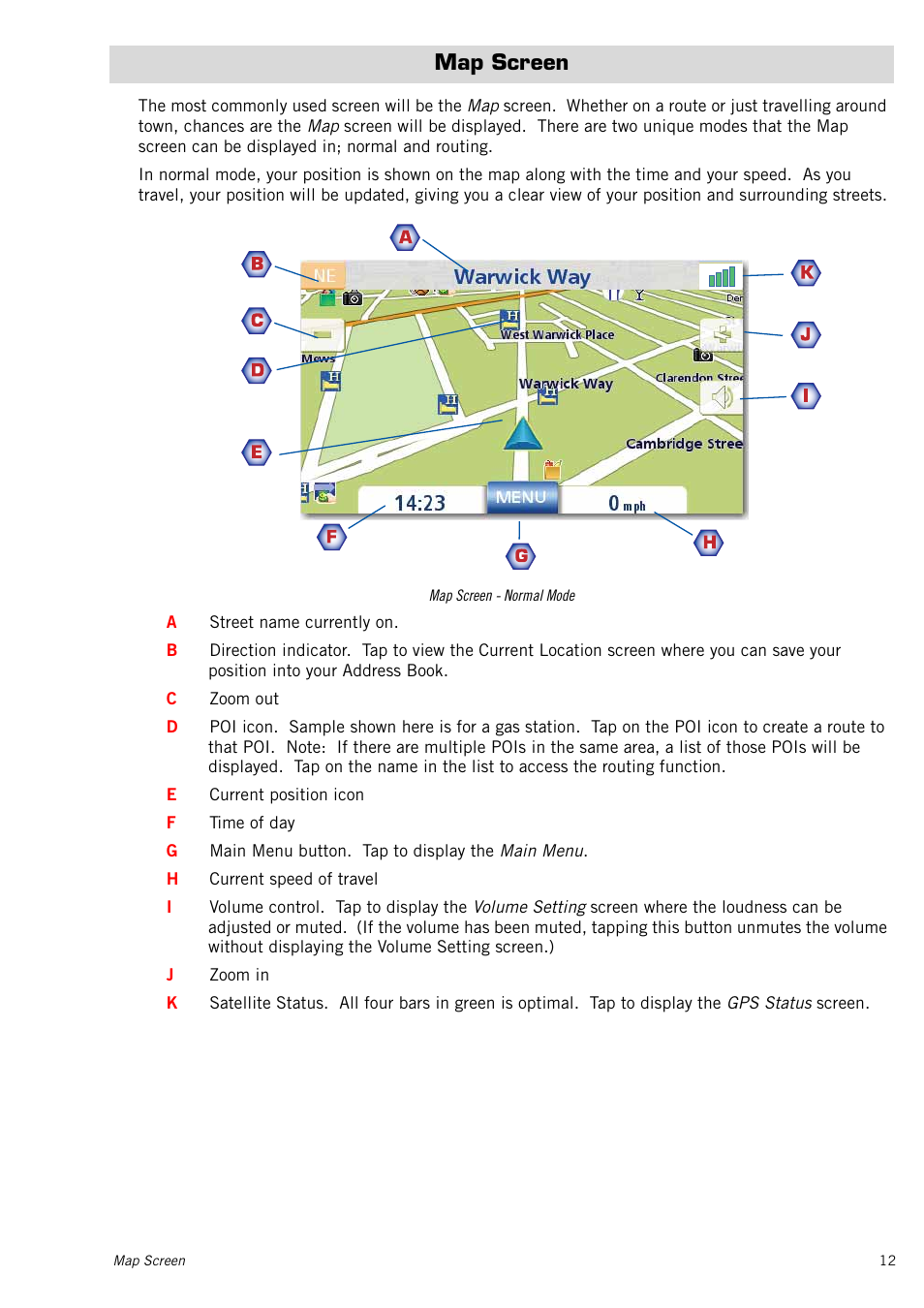 Map screen | Magellan RoadMate 1415 User Manual | Page 21 / 60