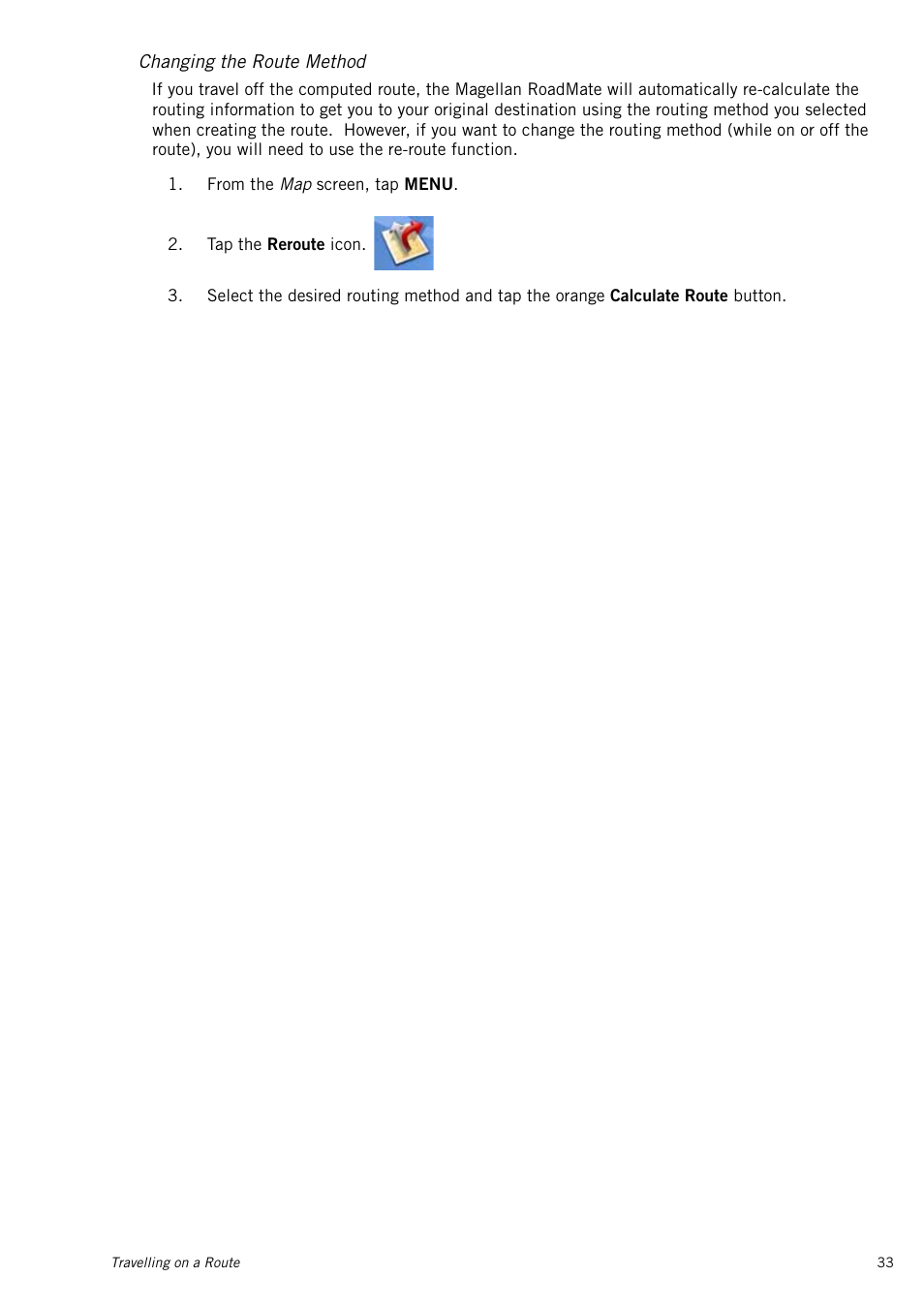 Changing the route method | Magellan RoadMate 1415 User Manual | Page 42 / 60