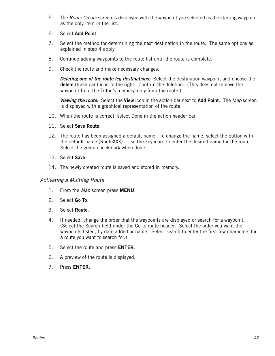 Activating a multileg route | Magellan Triton 500 User Manual | Page 50 / 61