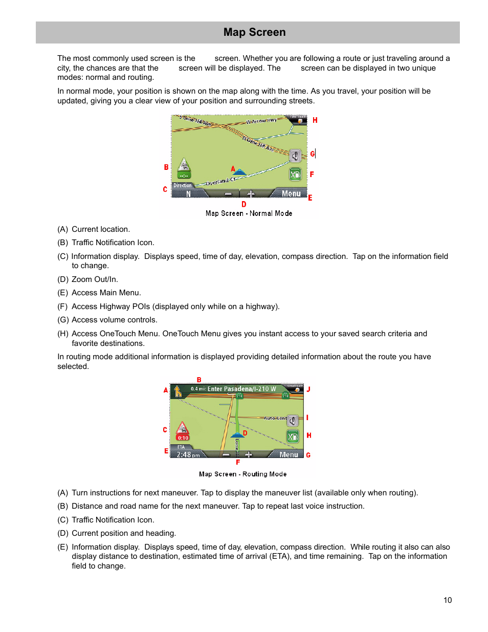 Map screen | Magellan RoadMate 2035 User Manual | Page 18 / 41