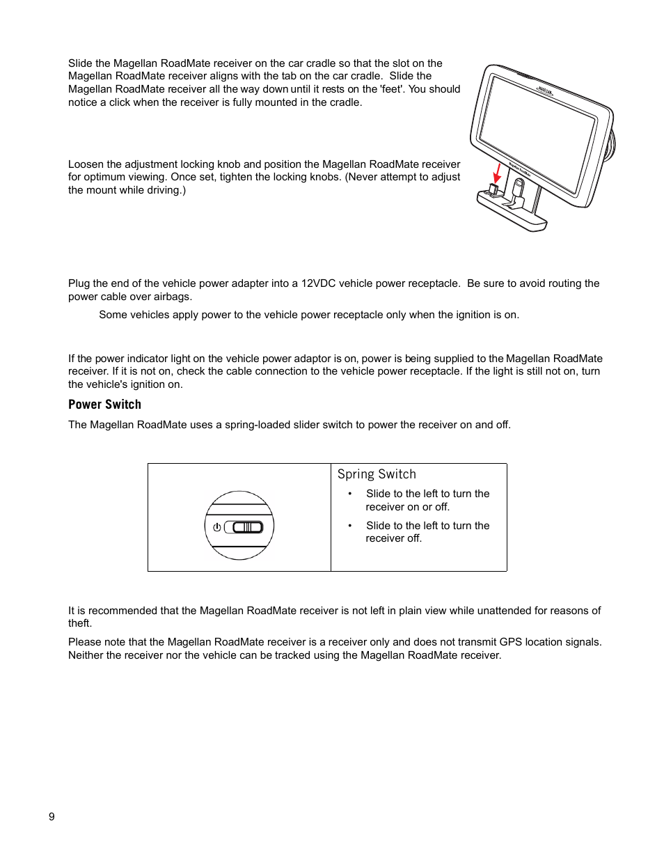 Adjusting the mount for optimum viewing, Connecting power, Checking connection and final adjustments | Security | Magellan ROADMATE 5120 User Manual | Page 18 / 42