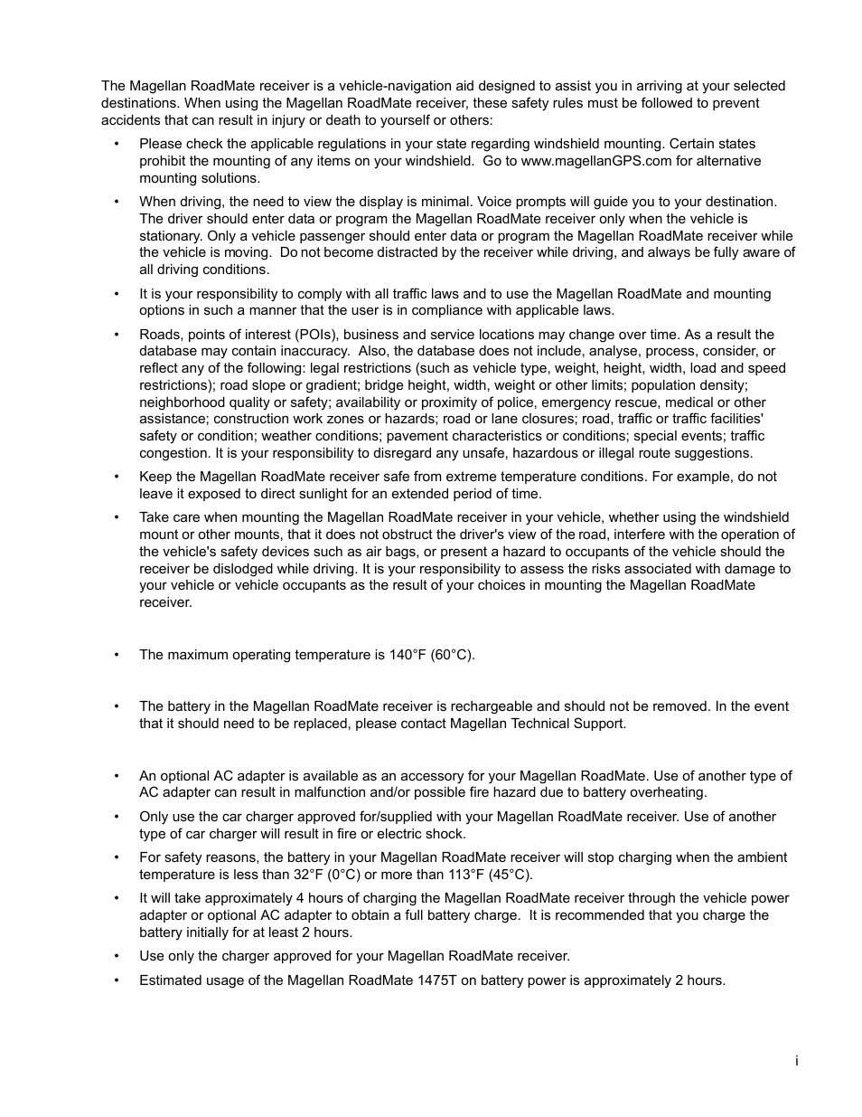 Important safety warnings | Magellan ROADMATE 5120 User Manual | Page 2 / 42