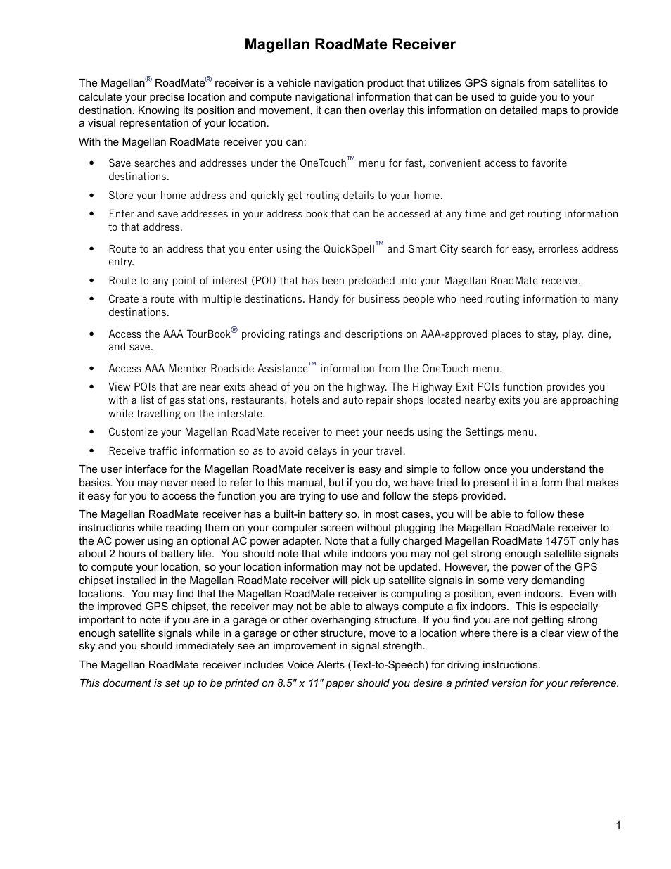 Magellan roadmate receiver | Magellan RoadMate 2036 User Manual | Page 10 / 42