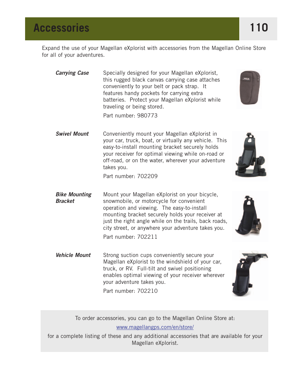 Accessories | Magellan eXplorist 400 User Manual | Page 117 / 119