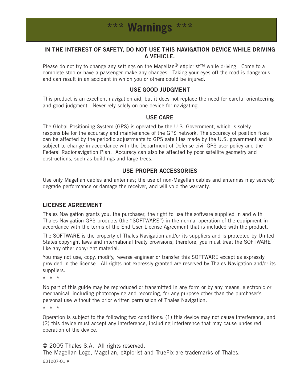 Warnings | Magellan eXplorist 400 User Manual | Page 2 / 119