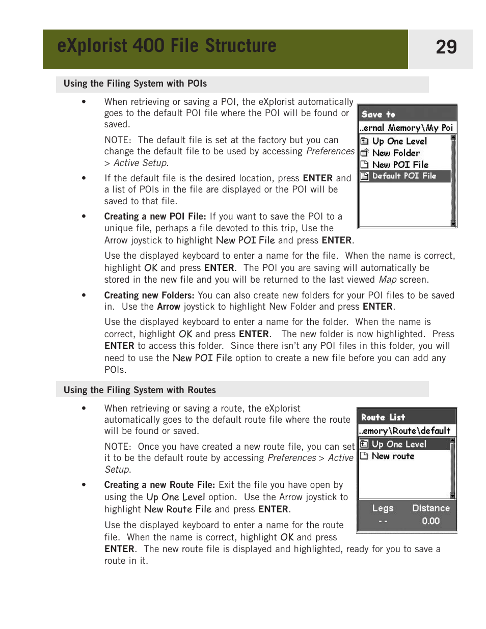 Using the filing system with pois, Using the filing system with routes | Magellan eXplorist 400 User Manual | Page 36 / 119