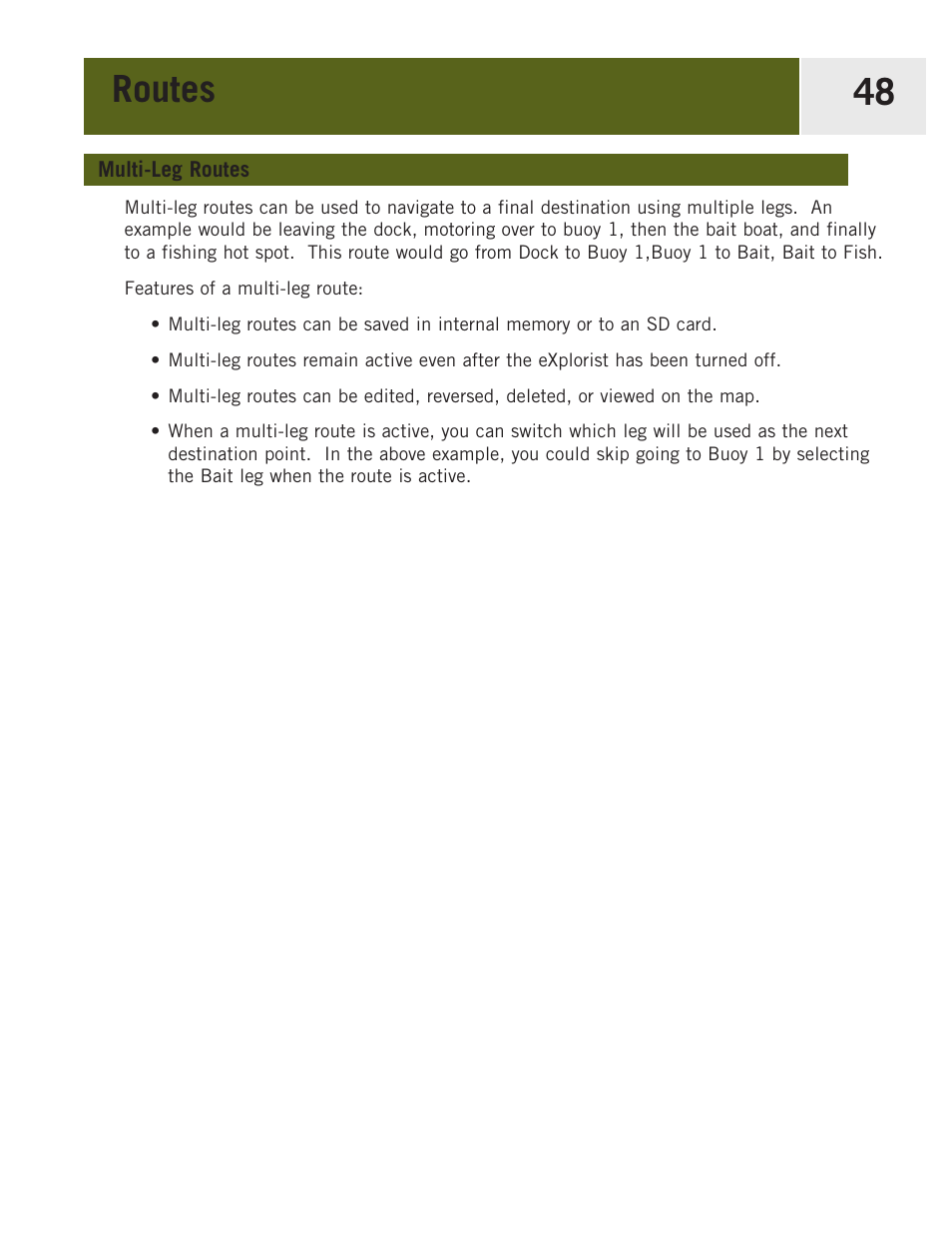 Multi-leg routes, Routes 48 | Magellan eXplorist 400 User Manual | Page 55 / 119