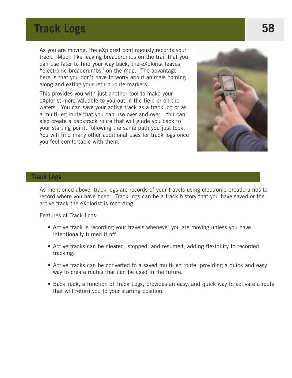 Track logs | Magellan eXplorist 400 User Manual | Page 65 / 119