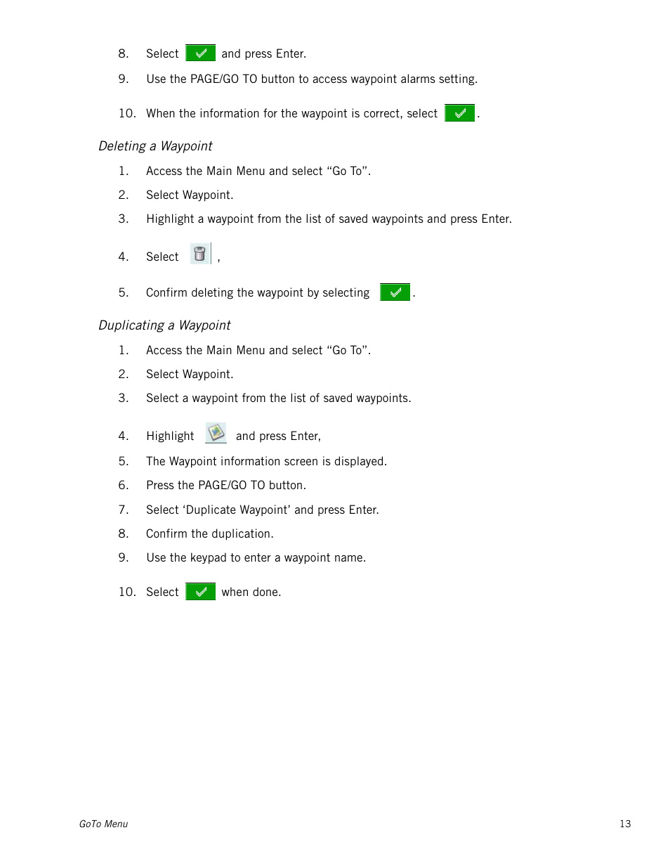 Deleting a waypoint, Duplicating a waypoint | Magellan Triton 300 User Manual | Page 20 / 30