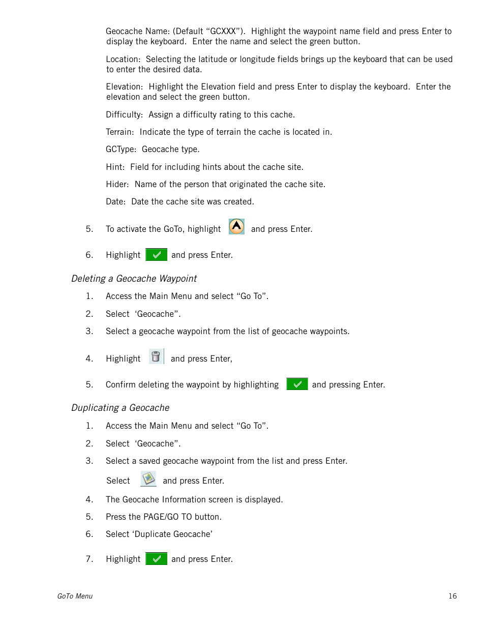 Deleting a geocache waypoint, Duplicating a geocache | Magellan Triton 300 User Manual | Page 23 / 30