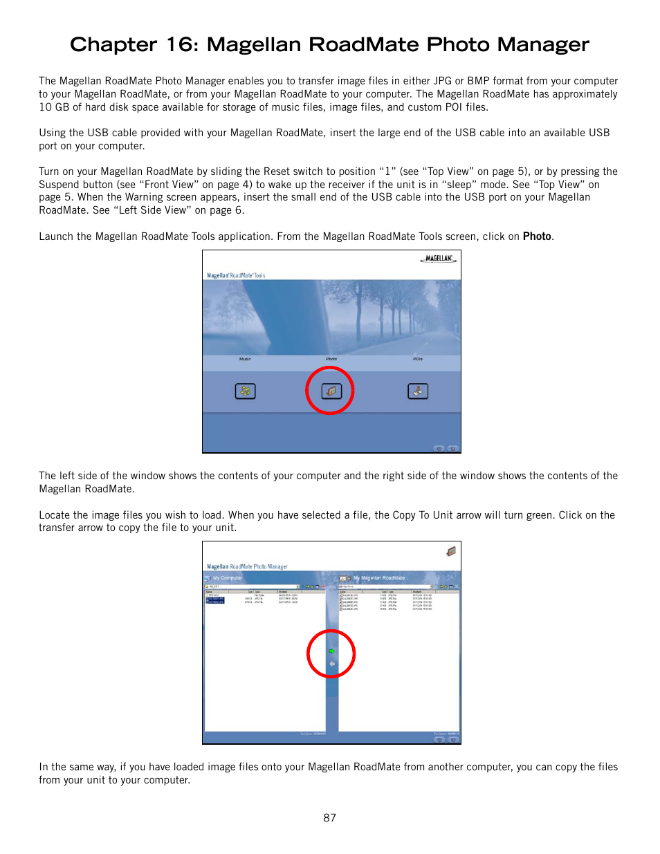 Chapter 16: magellan roadmate photo manager | Magellan ROADMATE 860T User Manual | Page 96 / 106