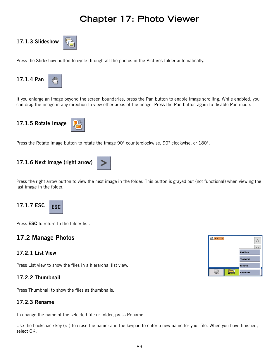 Chapter 17: photo viewer, 2 manage photos | Magellan ROADMATE 860T User Manual | Page 98 / 106