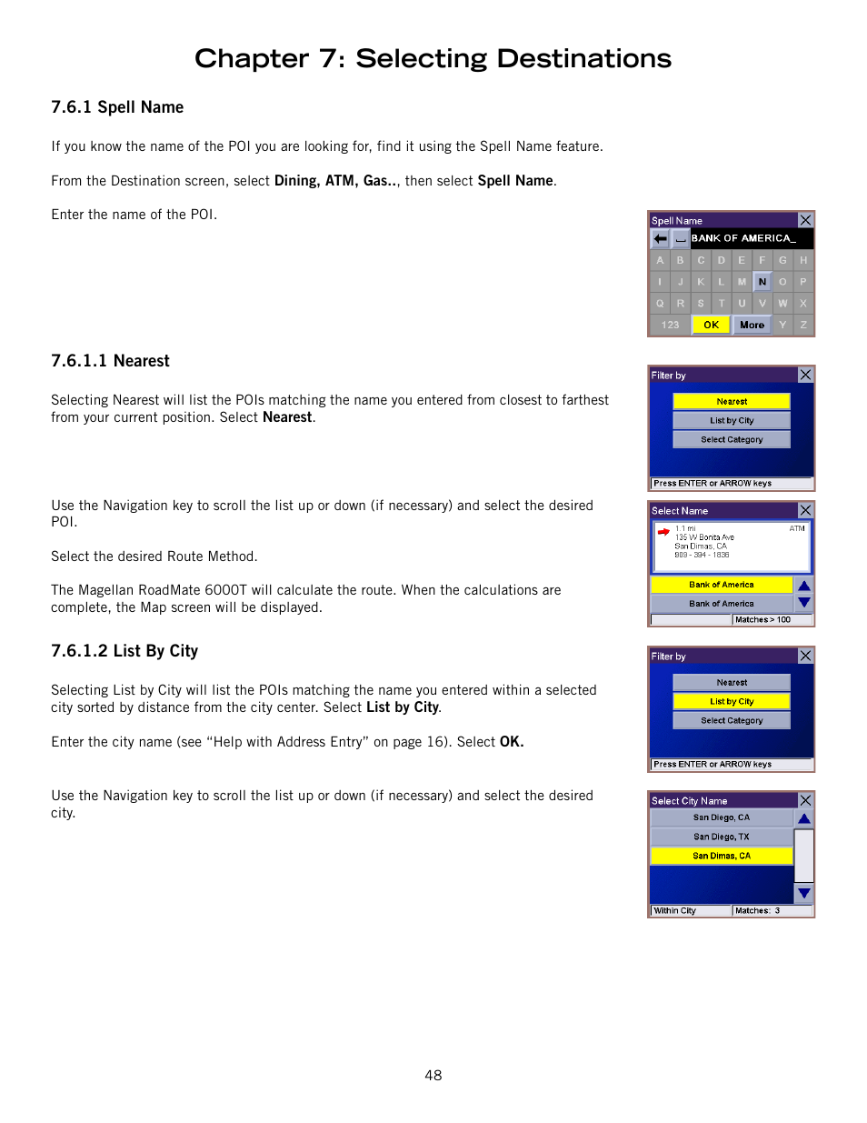 Chapter 7: selecting destinations | Magellan RoadMate 6000T User Manual | Page 58 / 121