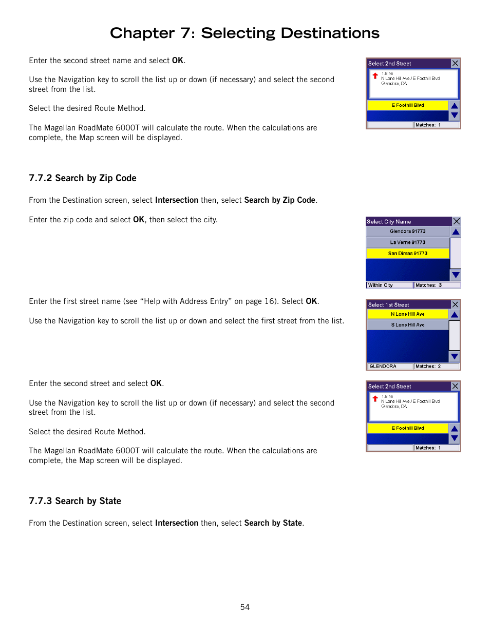 Chapter 7: selecting destinations | Magellan RoadMate 6000T User Manual | Page 64 / 121