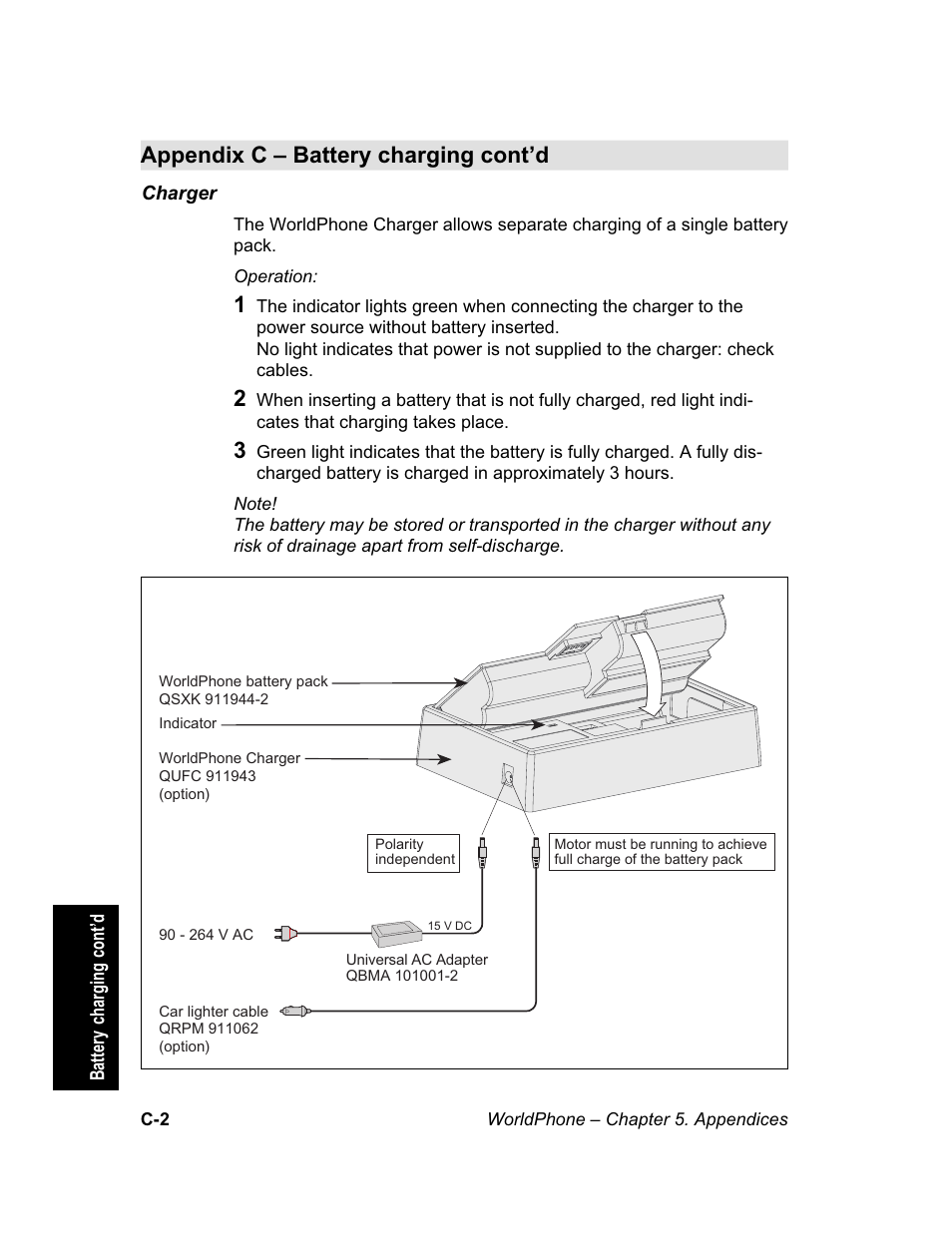 Appendix c – battery charging cont’d | Magellan GLOBAL SATELLITE TELEPHONE User Manual | Page 126 / 164