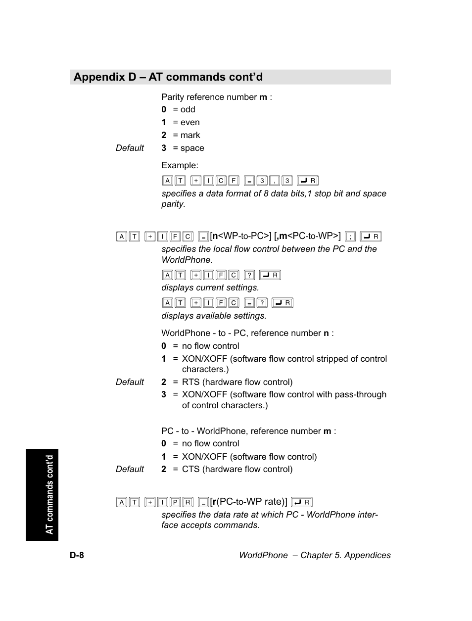 At +icf =3,3 ç, At +ifc, At +ifc ? ç | At +ifc =? ç, At +ipr | Magellan GLOBAL SATELLITE TELEPHONE User Manual | Page 136 / 164