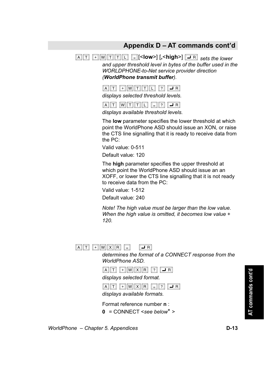 At +wttl, At +wttl ? ç, At wttl =? ç | At +wxr, At +wxr ? ç, At +wxr =? ç | Magellan GLOBAL SATELLITE TELEPHONE User Manual | Page 141 / 164