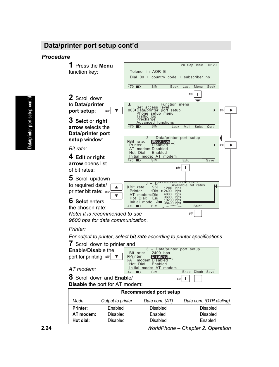 M e n u, Procedure | Magellan GLOBAL SATELLITE TELEPHONE User Manual | Page 48 / 164