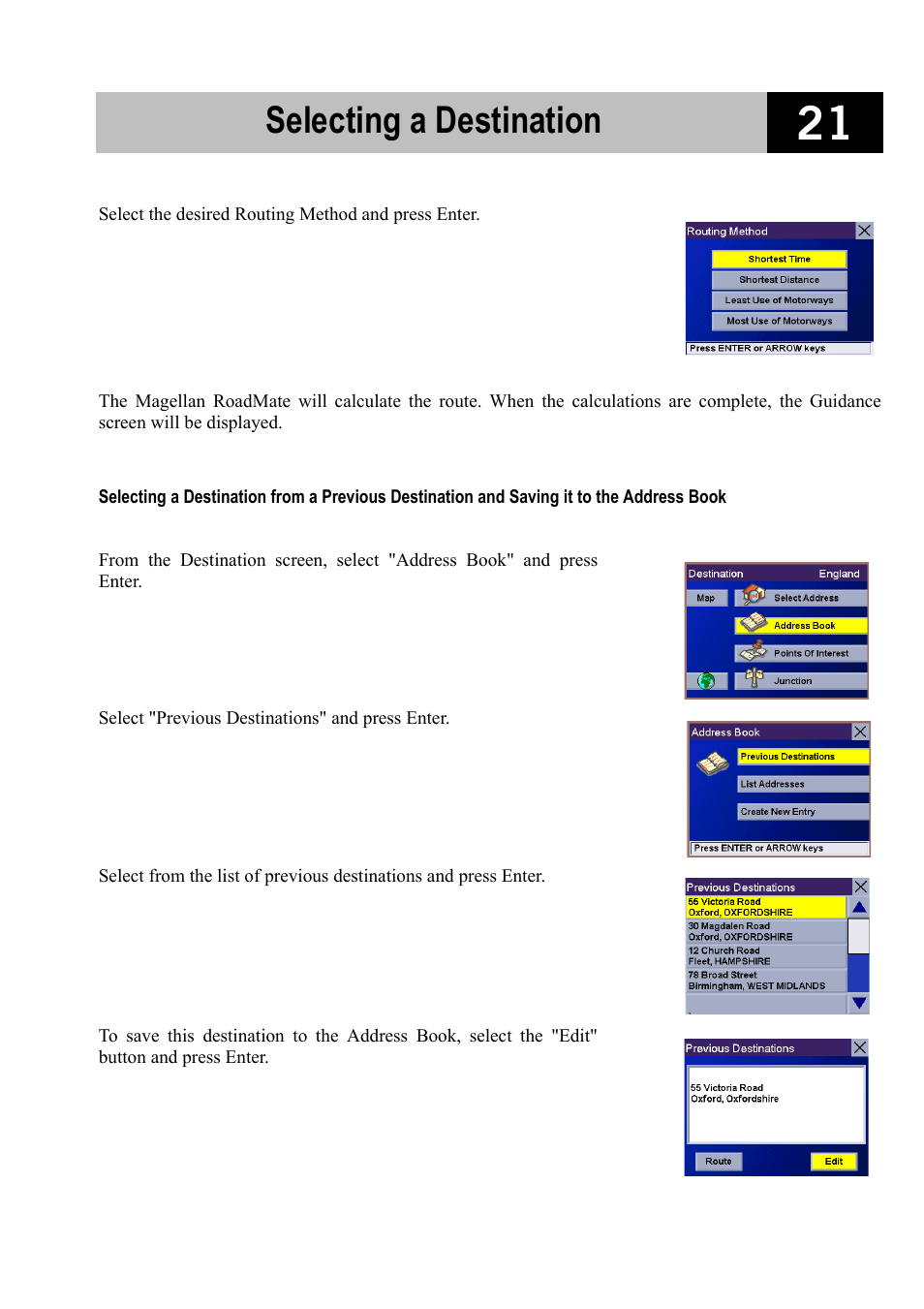 Selecting a destination | Magellan RoadMate 700 User Manual | Page 27 / 68