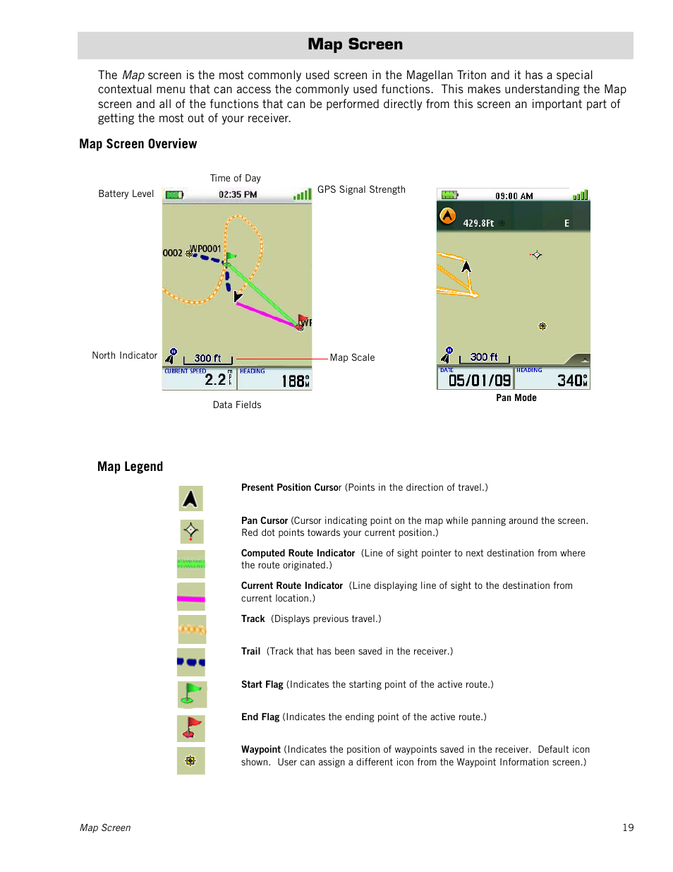 Map screen, Map screen overview | Magellan RoadMate 500 User Manual | Page 27 / 65