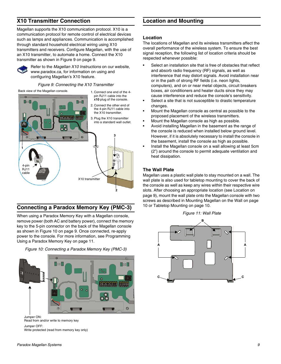 X10 transmitter connection, Location and mounting | Magellan All-In-One Security System V1.0 MG-6060 User Manual | Page 11 / 48