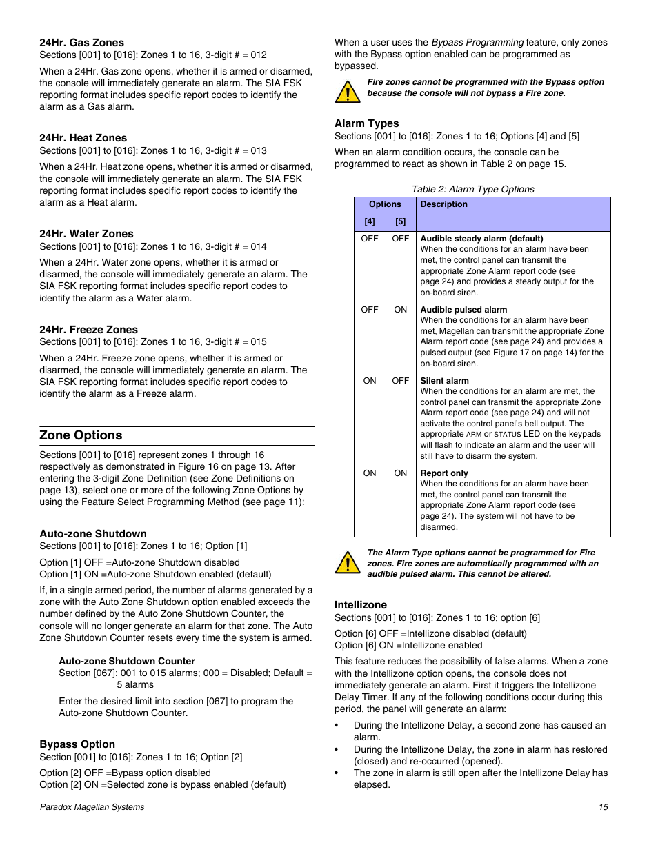 Zone options | Magellan All-In-One Security System V1.0 MG-6060 User Manual | Page 17 / 48
