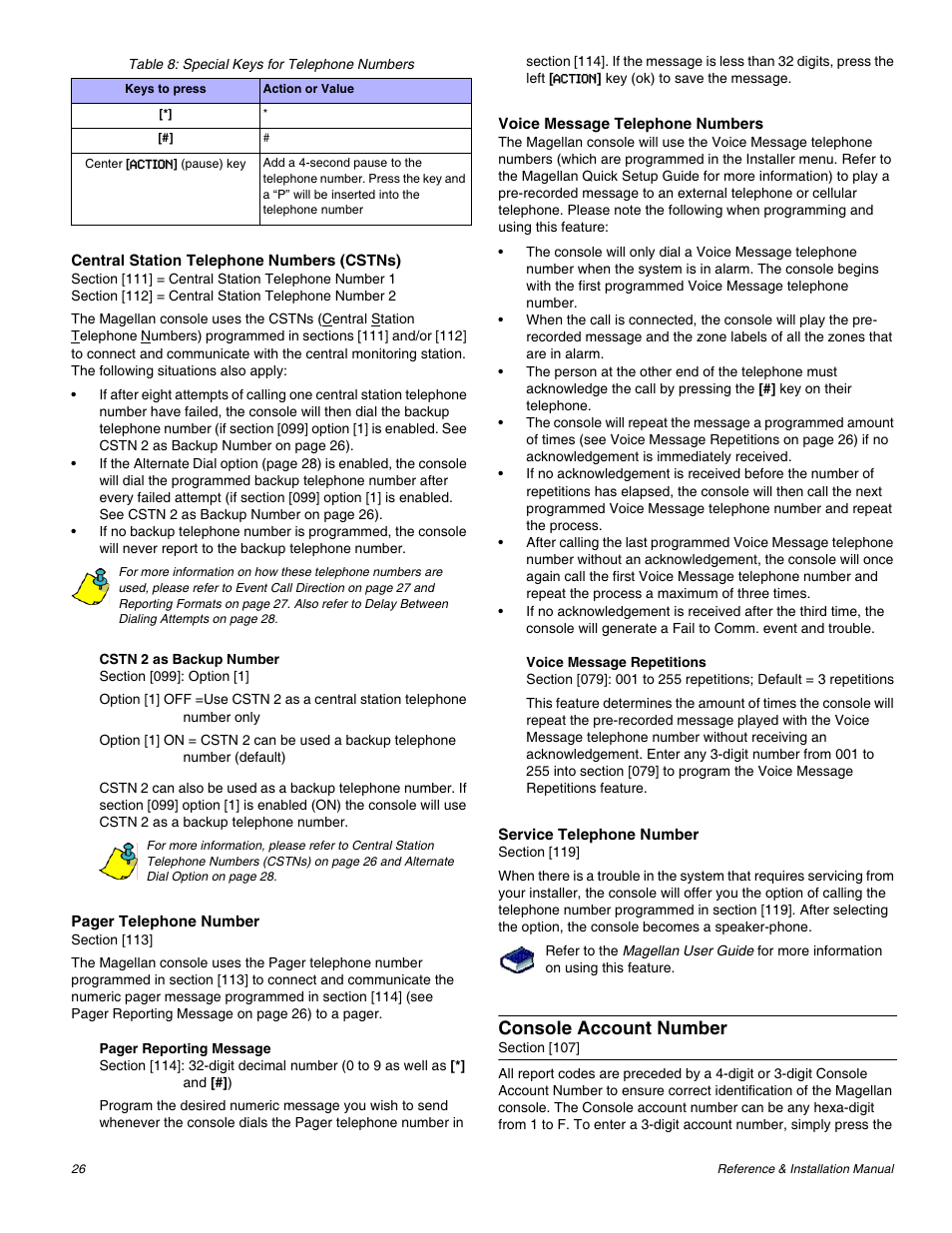 Console account number | Magellan All-In-One Security System V1.0 MG-6060 User Manual | Page 28 / 48