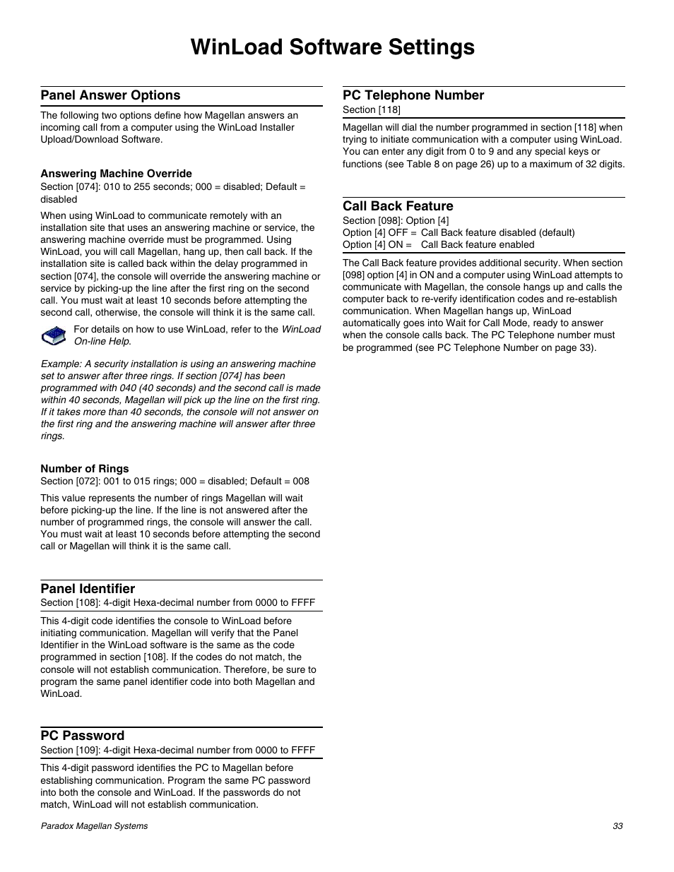 Winload software settings | Magellan All-In-One Security System V1.0 MG-6060 User Manual | Page 35 / 48
