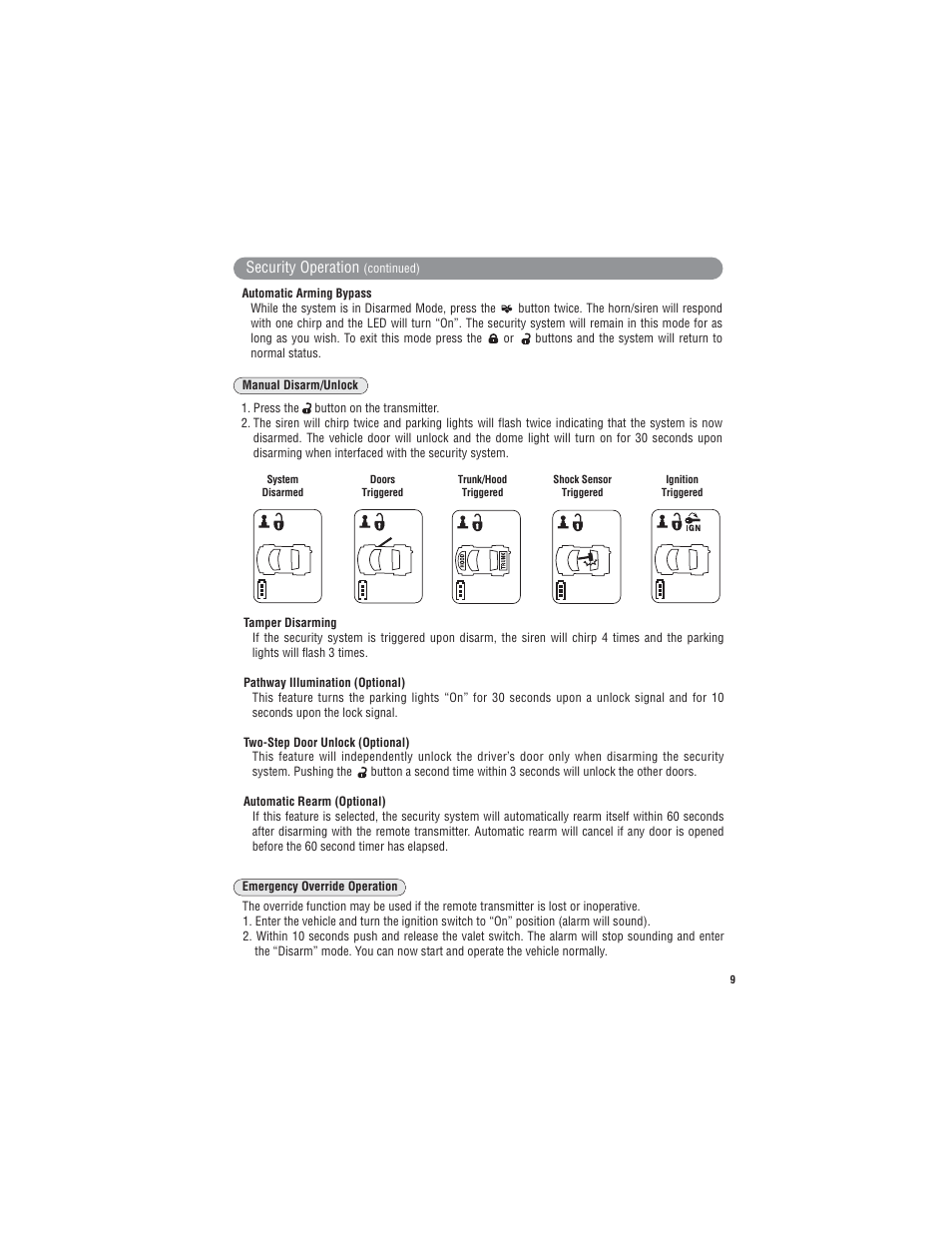 Security operation | Magnadyne Extreme Series X4 User Manual | Page 9 / 16