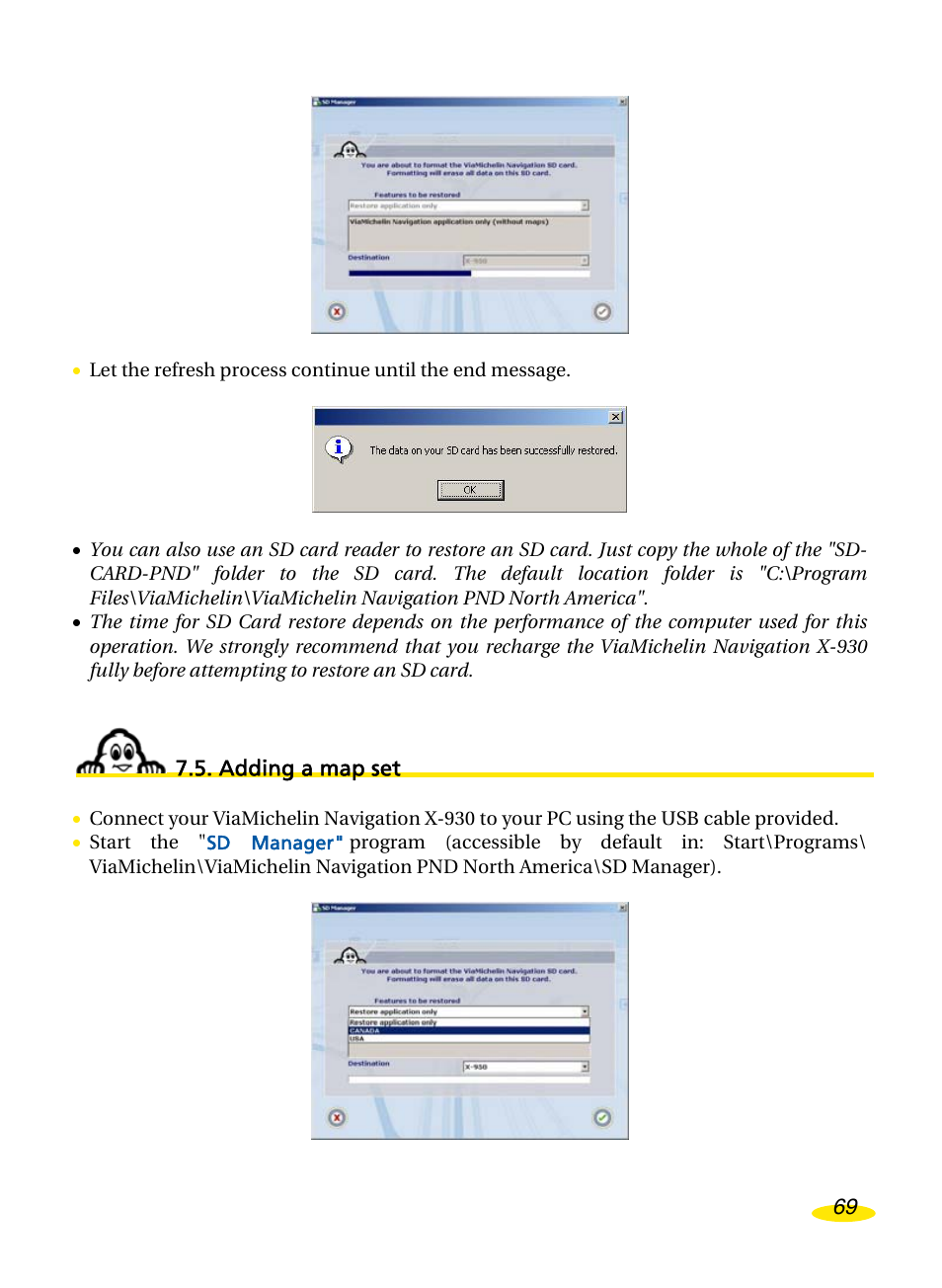 Adding a map set, Dding a map set | Michelin Navigation User Manual | Page 73 / 89