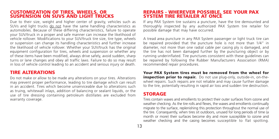 Michelin LIGHT TRUCK TIRE User Manual | Page 13 / 16
