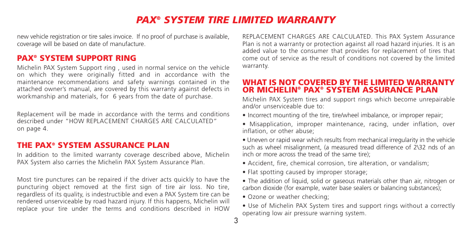 System tire limited warranty | Michelin LIGHT TRUCK TIRE User Manual | Page 3 / 16