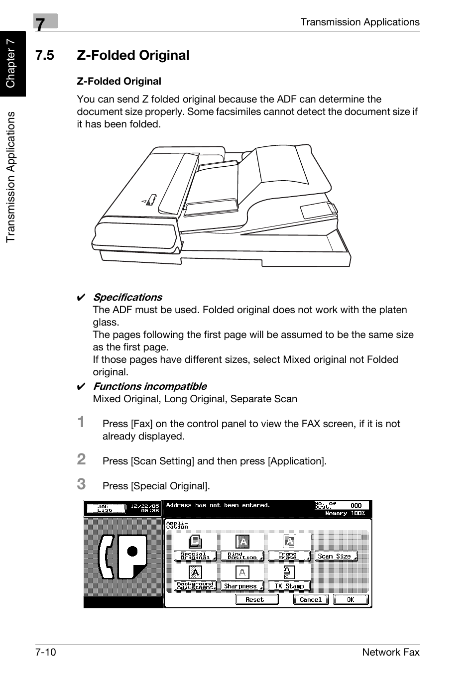 5 z-folded original, Z-folded original, Z-folded original -10 | Konica Minolta bizhub C300 User Manual | Page 127 / 342