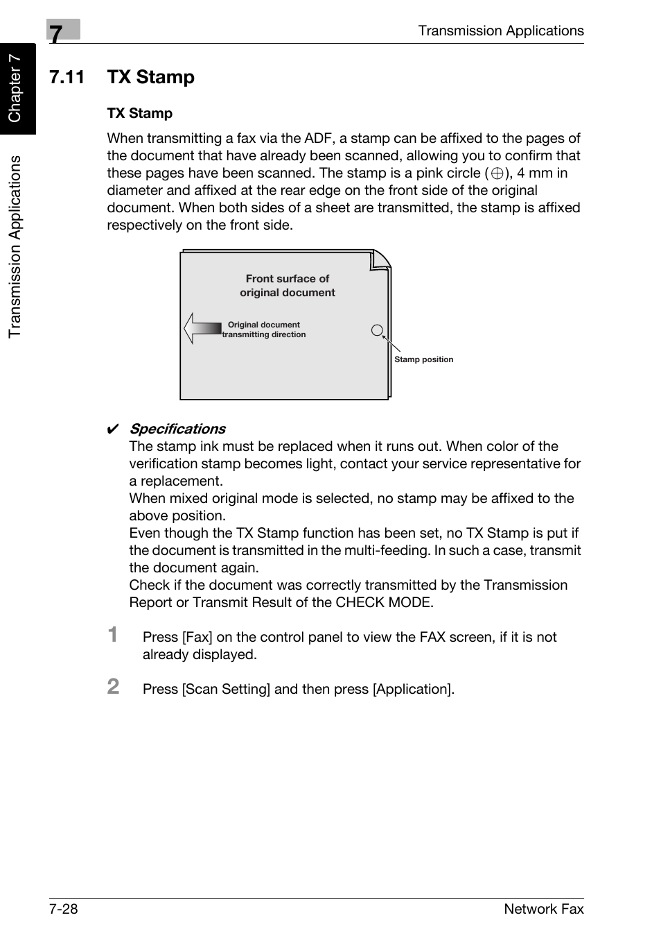 11 tx stamp, Tx stamp, Tx stamp -28 | Konica Minolta bizhub C300 User Manual | Page 145 / 342