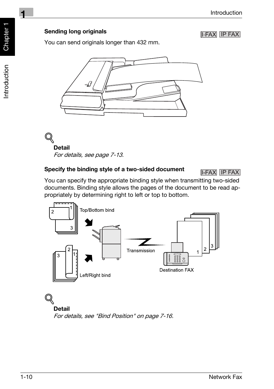 Sending long originals, Specify the binding style of a two-sided document | Konica Minolta bizhub C300 User Manual | Page 19 / 342