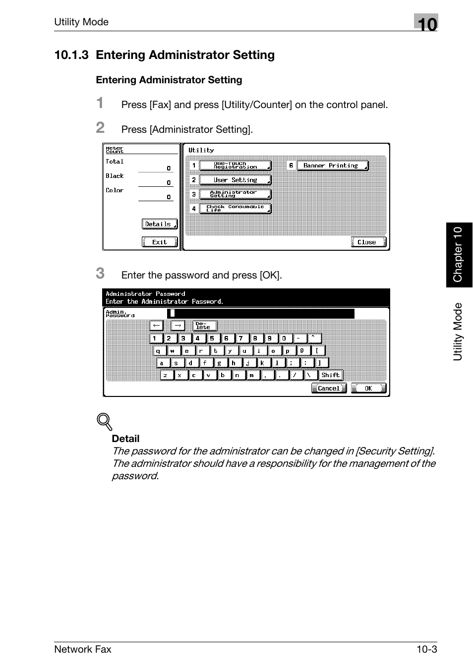3 entering administrator setting, Entering administrator setting, Entering administrator setting -3 | Konica Minolta bizhub C300 User Manual | Page 190 / 342