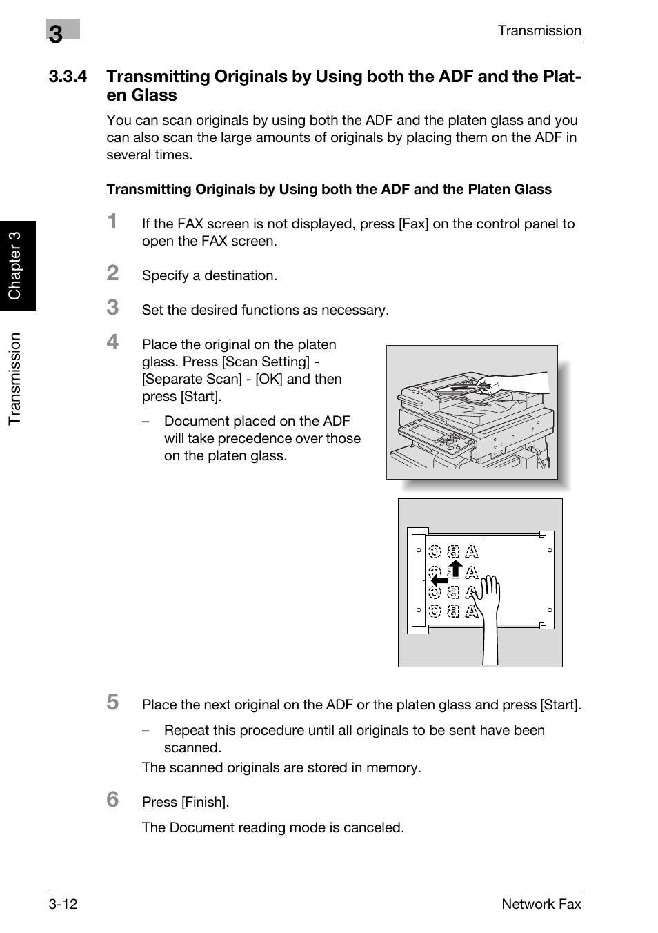Transmitting originals by, Using both the adf and the platen glass -12 | Konica Minolta bizhub C300 User Manual | Page 51 / 342