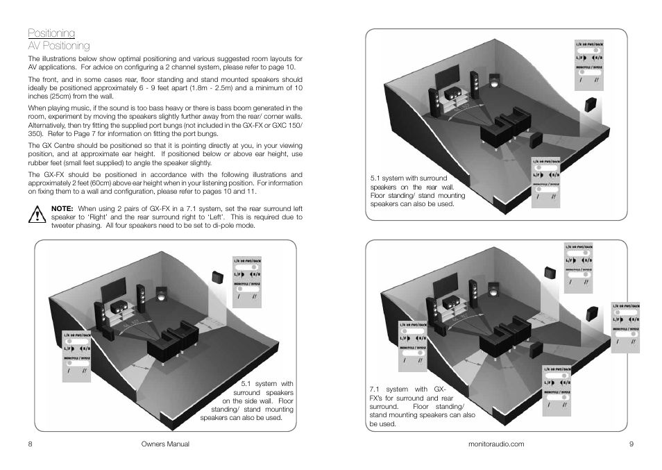 Positioning av positioning | Monitor Audio GOLD GX-FX User Manual | Page 6 / 9