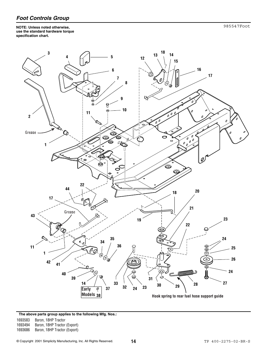 Foot controls group | Massey Ferguson L&G BARON 1693583 User Manual | Page 16 / 54