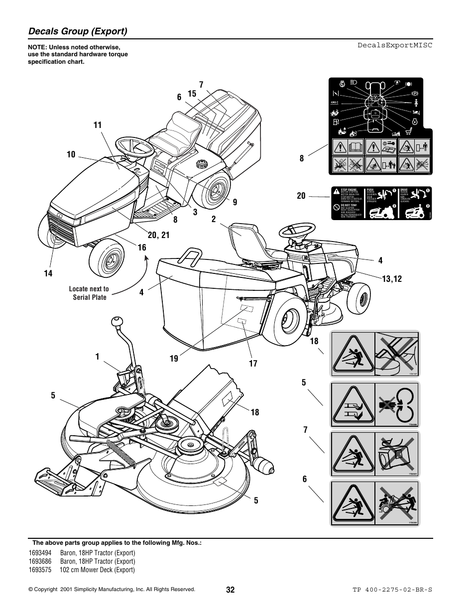 Decals group (export) | Massey Ferguson L&G BARON 1693583 User Manual | Page 34 / 54