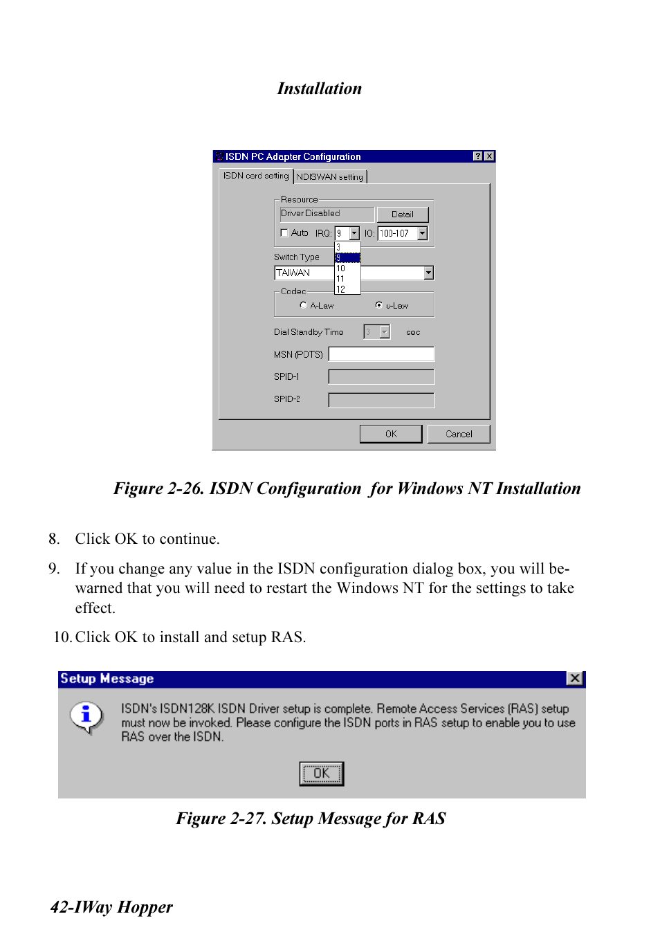 Multitech IWAY MT128ISA-SV User Manual | Page 42 / 117