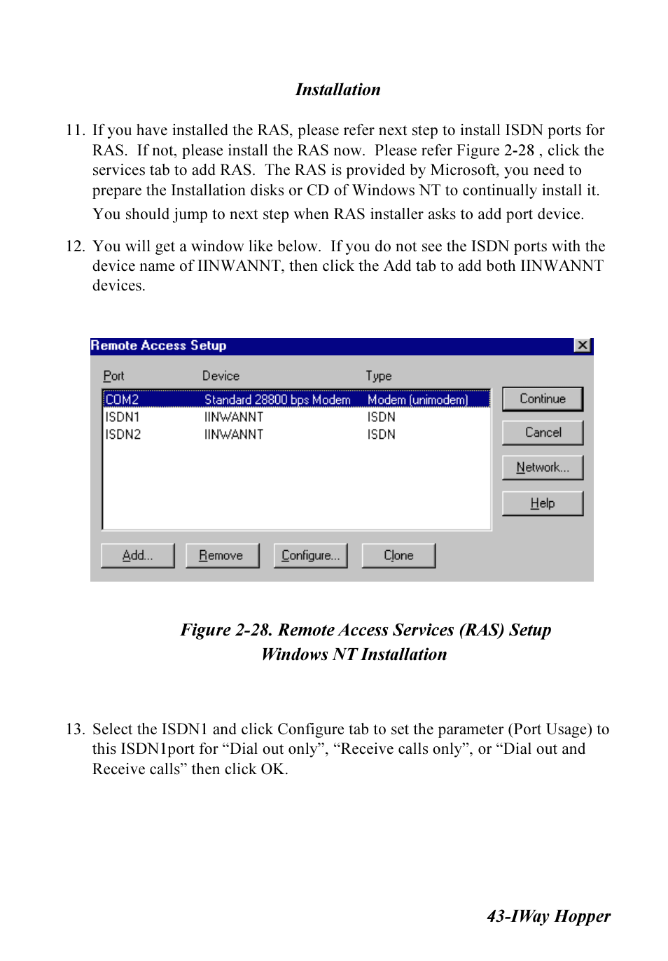 Multitech IWAY MT128ISA-SV User Manual | Page 43 / 117