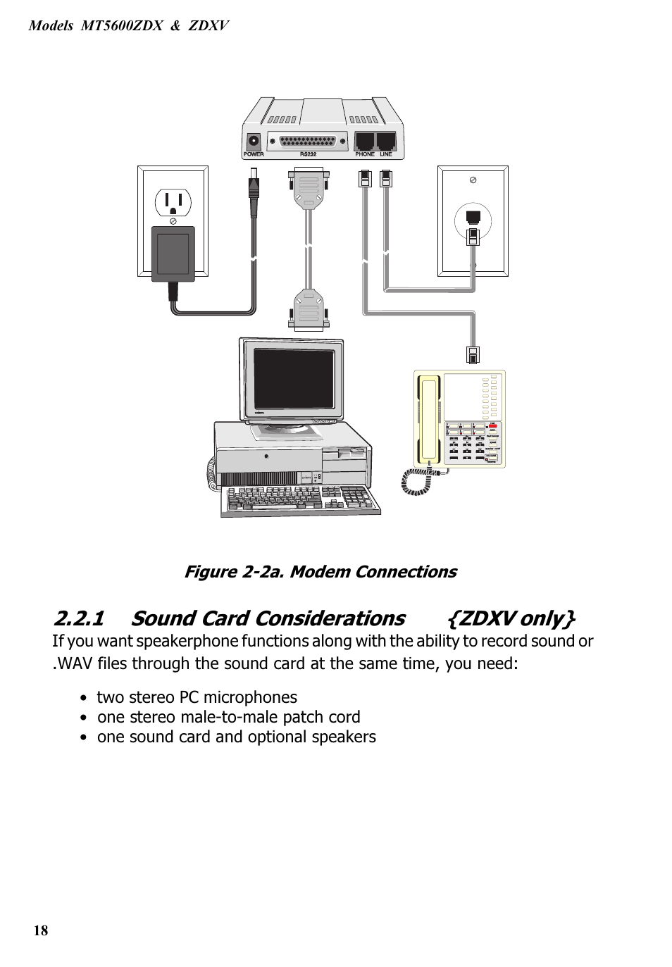 1 sound card considerations {zdxv only | Multitech V.90/K56FLEX MT5600ZDXV User Manual | Page 18 / 98