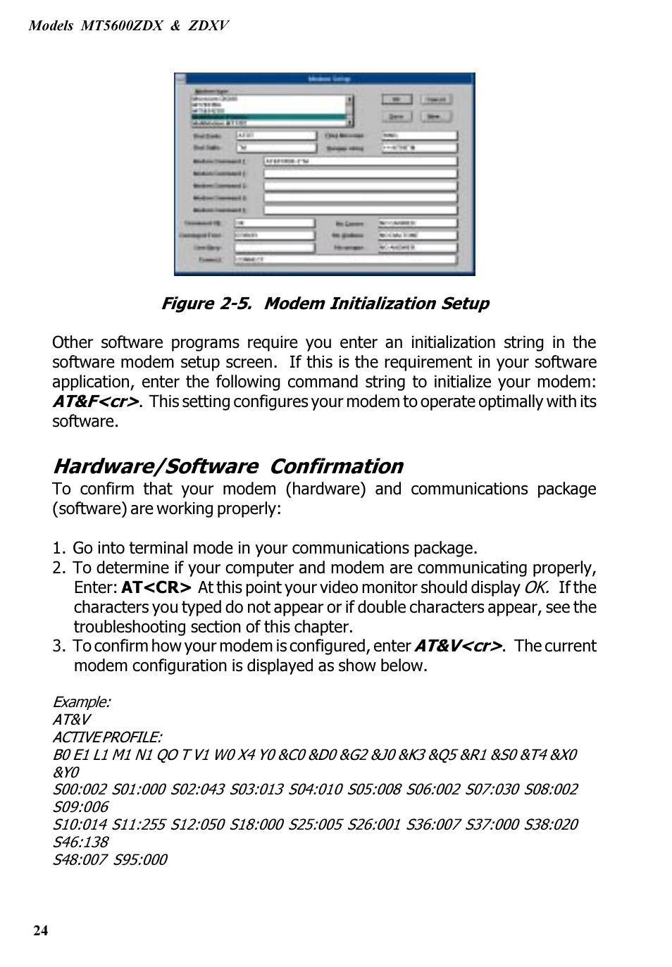 Hardware/software confirmation | Multitech V.90/K56FLEX MT5600ZDXV User Manual | Page 24 / 98