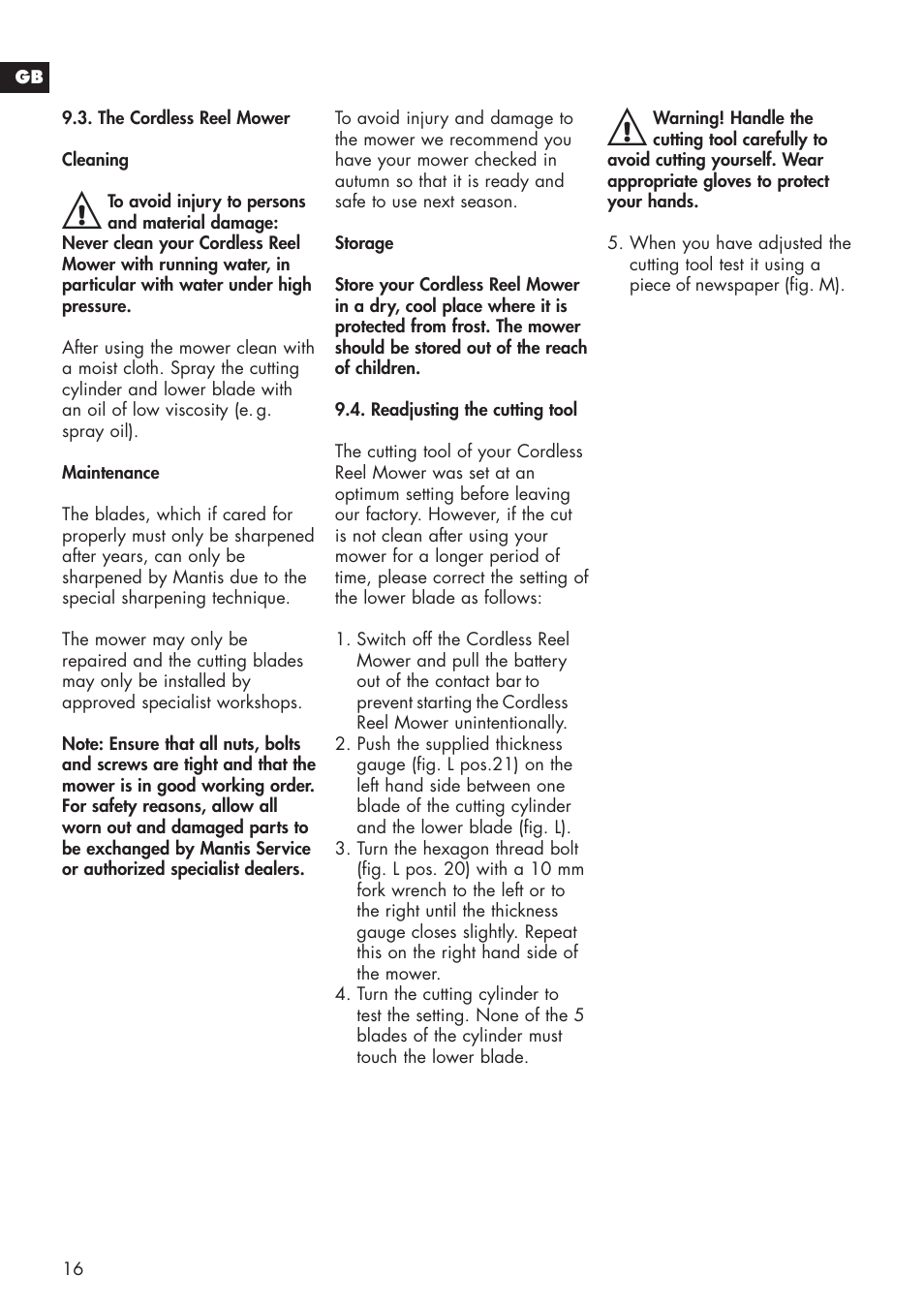 Mantis 811103 User Manual | Page 16 / 41